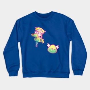 Blue Magical Duck Girl Crewneck Sweatshirt